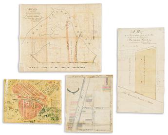 (MANUSCRIPT MAPS.) Group of 7 nineteenth-and-twentieth-century hand-drawn maps relating to New York City or Long Island.